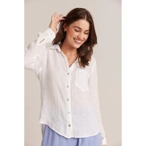 Bella Dahl Textured Shirt Top Womens Medium White Long Sleeve Preppy Button Up